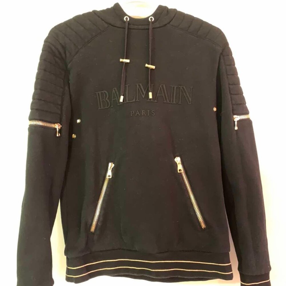 Balmain Paris Zipper Biker Hoodie